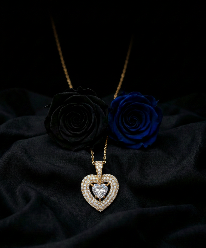 Işıltılı Kalp Tasarım Kolye